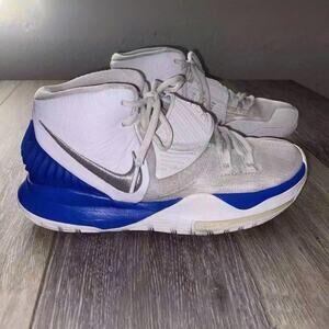 Nike Kyrie 6 Trainers Youth US Size 5.5 Basketball Shoes White Blue Leather Mesh